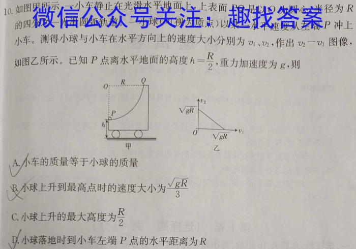 天一大联考2024年九年级学业水平模拟测评h物理