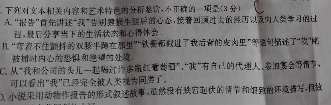 [今日更新]文博志鸿·2024年河北省初中毕业生升学文化课模拟考试（导向二）语文