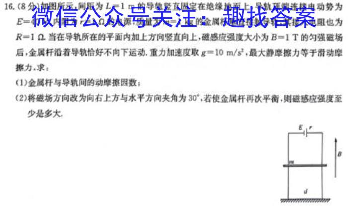 2024年普通高等学校招生全国统一考试仿真模拟卷(T8联盟)(二)2物理试卷答案