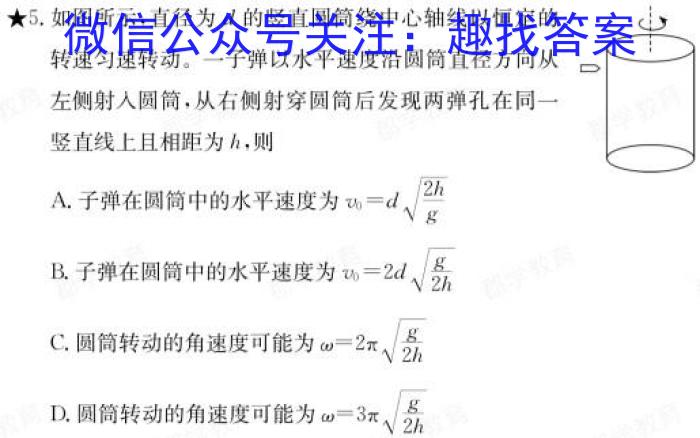 2024届广西普通高中学业水平选择性考试联合模拟考试(1月)物理试卷答案