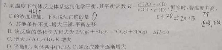 12024年赣州市十八县(市)二十四校高三期中联考化学试卷答案