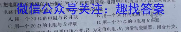 湖南省益阳市2024届高三十校联考第一次模拟考试物理`