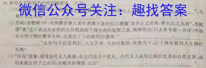 山西省阳泉市平定县2023-2024学年第一学期九年级教学质量监测试题语文