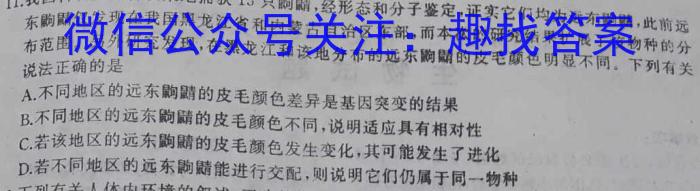 百师联盟 2024届高三冲刺卷(一)1 新高考卷生物学试题答案