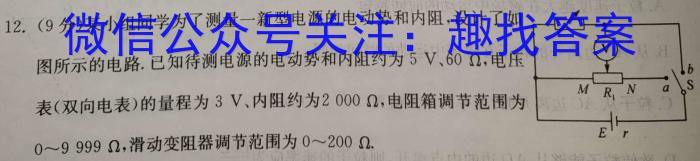安徽省2024年九年级教学检测考试h物理