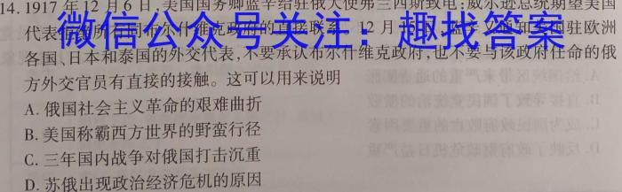 2024届陕西省高三模拟检测试卷(方框套实心菱形)历史试卷答案