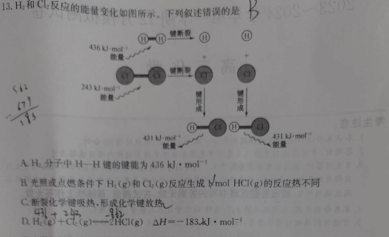 【热荐】2023-2024学年云南省高一月考试卷(24-538A)化学