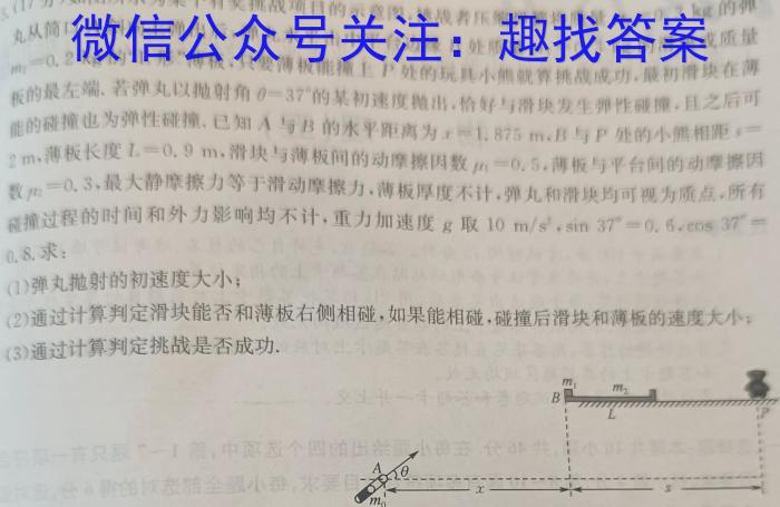 2024年6月浙江省高二学业水平适应性考试物理试卷答案