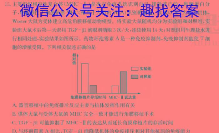 琢名小渔·2023-2024学年度高二年级第二学期期中测试生物学试题答案