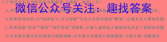 吉林省四平市双辽市2024-2025学年度上学期阶段质量检测九年级语文