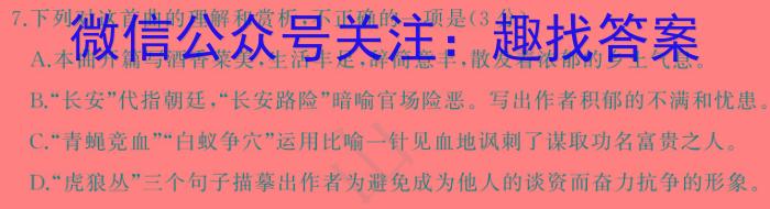 啄名小渔·河北省2025届高三年级11月阶段调研检测二语文