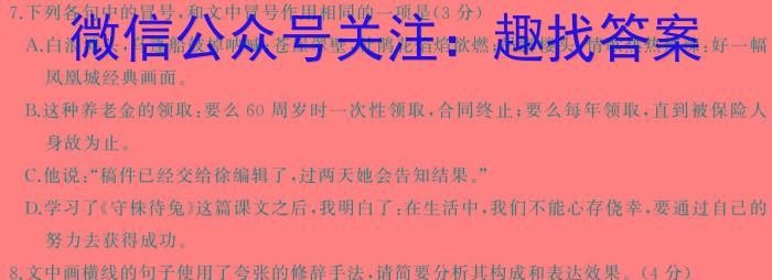 高2024届[南充二诊]四川省南充市高考适应性考试(二诊)/语文