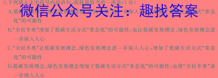 2024年河南省普通高中毕业班高考适应性测试（3月）语文