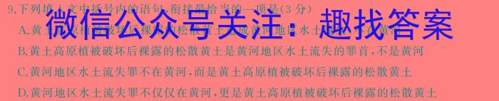 九师联盟·河南省商丘市2023-2024学年高二下学期期中考试（4.27）语文