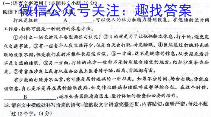 安师联盟·安徽省2024年中考仿真极品试卷（一）语文