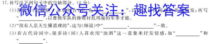 陕西省2024届九年级学业水平质量监测(正方形包菱形)/语文