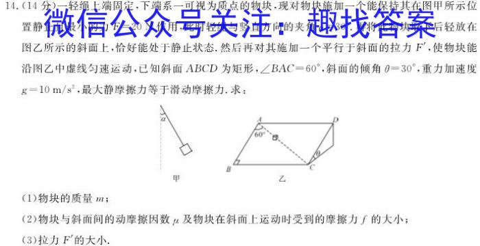 2024届陕西省九年级调考模拟检测卷(24-CZ221c)物理试题答案