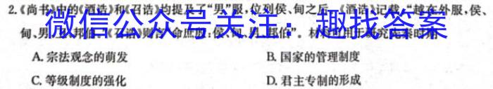 宿州市省、市示范高中2023-2024学年度第一学期期末教学质量检测（高一）历史试卷答案