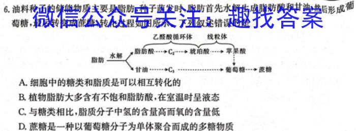 山西省朔州市某校23-24第一学期三阶段检测九年级试题（卷）生物学试题答案