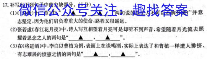 湖南省天壹名校联盟·2024年上学期高二3月大联考语文