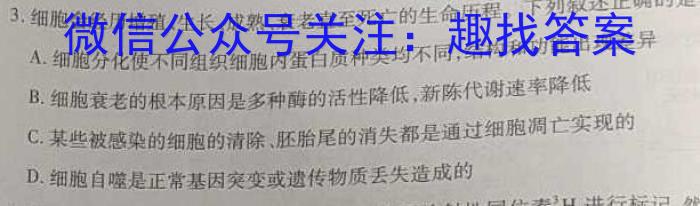 2024年安徽省中考学业水平检测试卷(A)生物学试题答案