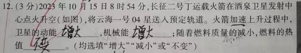 安徽省池州市2024-2025学年第一学期九年级开学考-(物理)试卷答案