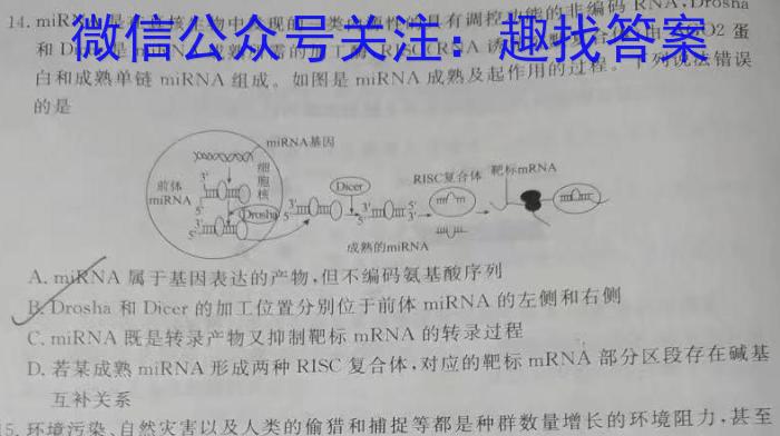 江西省九江市2023-2024学年度第二学期高一年级7月期末考试生物学试题答案