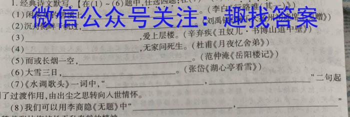 安徽省2023-2024学年同步达标自主练习·九年级第六次(期中)语文