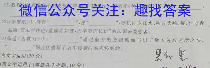 新时代NT教育 2023-2024学年度高二年级第一学期期末考试语文