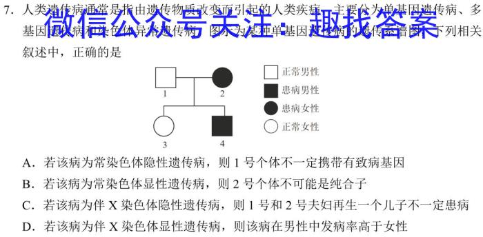 广东省2024届高三2月联考生物学试题答案