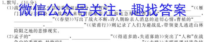 安徽省2025届八年级下学期阶段性练习（一）/语文