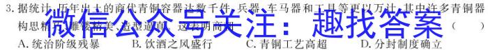 九师联盟 2024届高三2月开学考A试题历史试卷答案