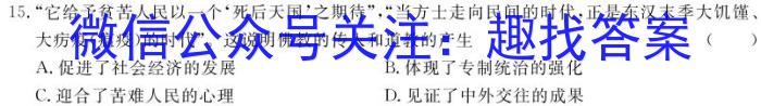 河南省封丘县2023-2024学年九年级期末检测历史试卷答案