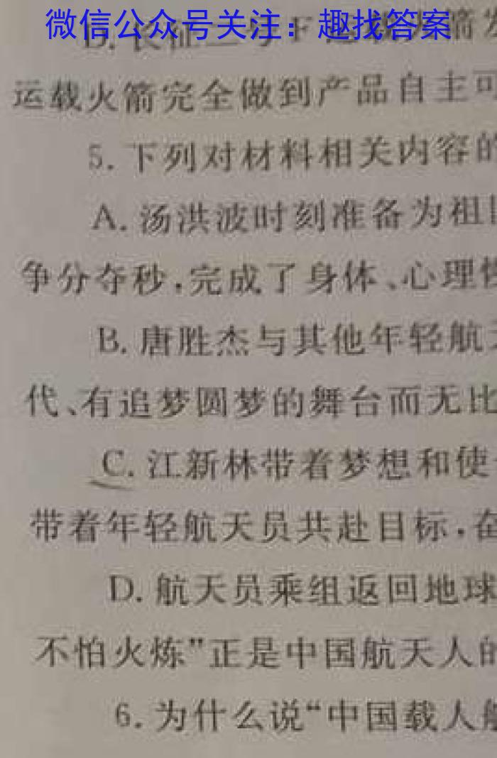 文博志鸿2024年河南省普通高中招生考试模拟试卷(九)语文