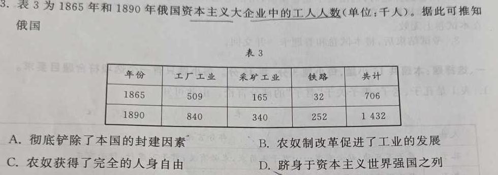 河南省部分学校2024年九年级一模考试历史