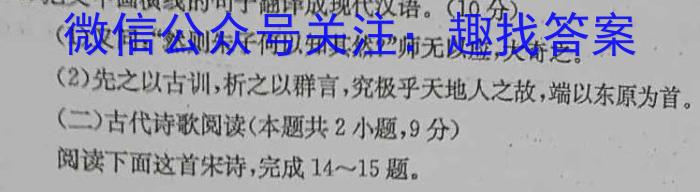 安徽省六安市金寨县2023-2024学年度第一学期九年级期末质量监测语文