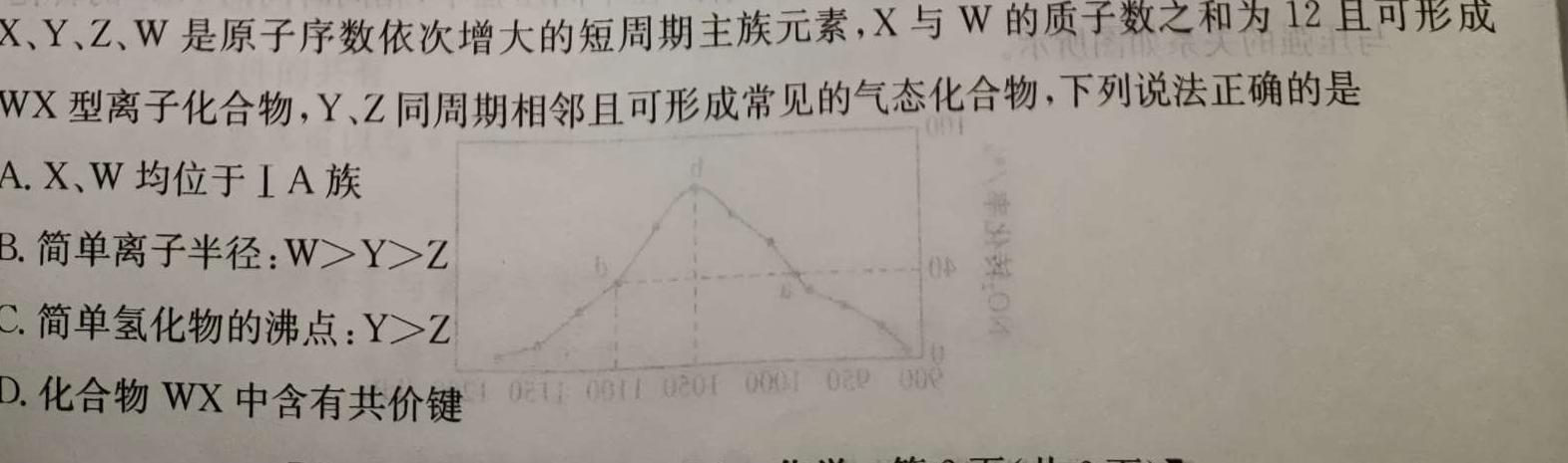 1江西省2024年初中学业水平考试适应性试卷试题卷(四)化学试卷答案