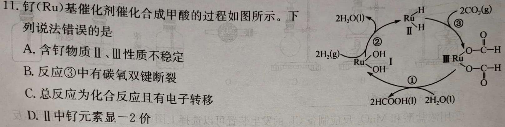 12024年陕西省初中学业水平考试(SX1)化学试卷答案