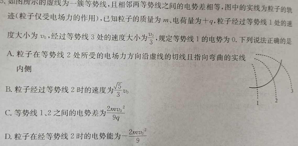 2024年全国100所名校高三月考卷（一）(物理)试卷答案