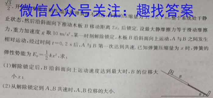 安徽省2024届九年级下学期2月联考物理试卷答案