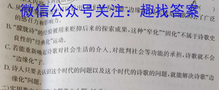 云南省保山市普通高中2023~2024学年高三上学期期末质量监测语文