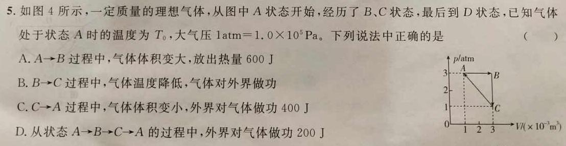 湖南省2024年上学期高一期末考试(物理)试卷答案