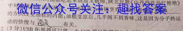 江西省吉安市十校联考2023-2024学年七年级第二学期期中考h物理