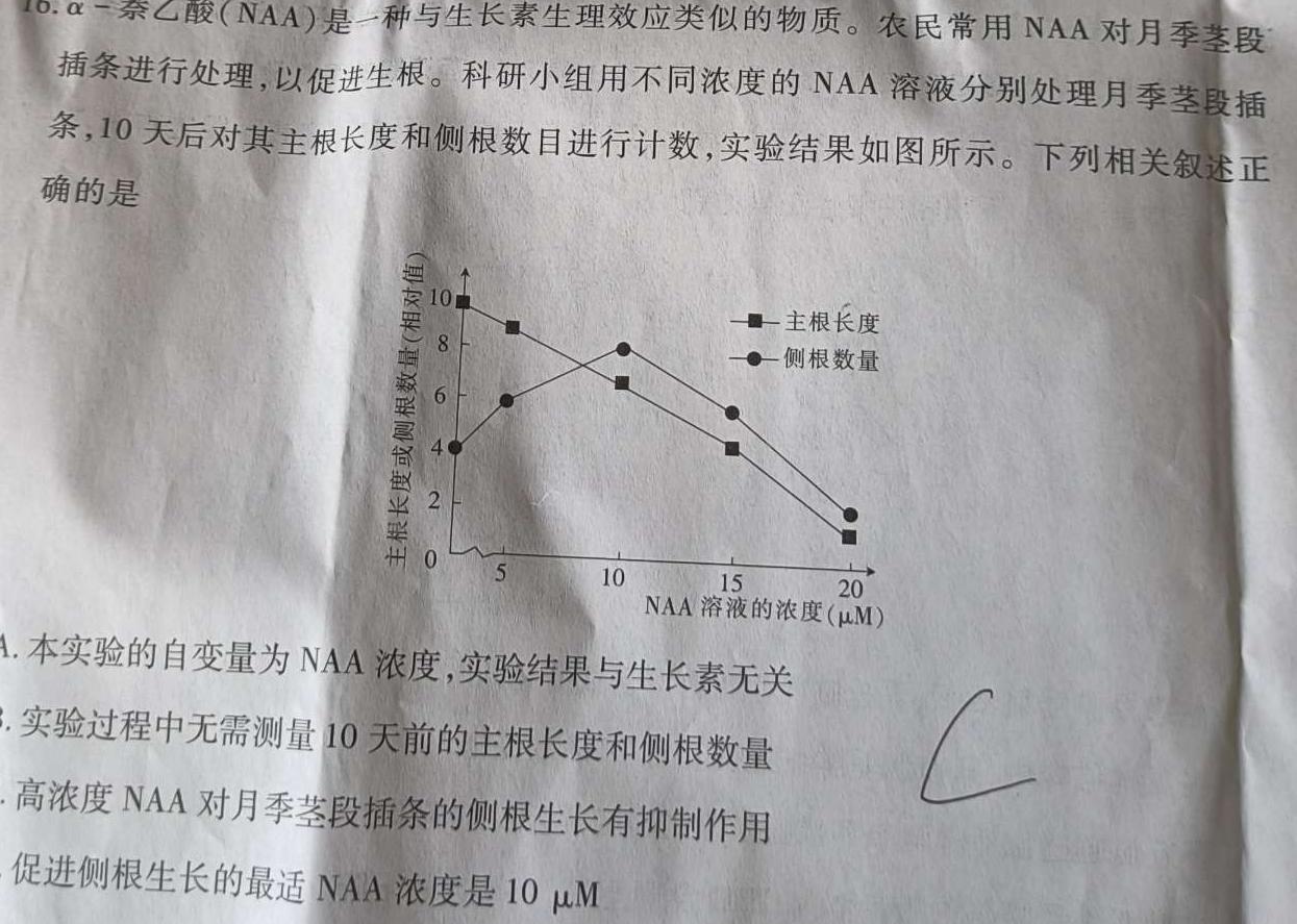 重庆康德2024年重庆市普通高中学业水平选择性考试高三第三次联合诊断检测生物