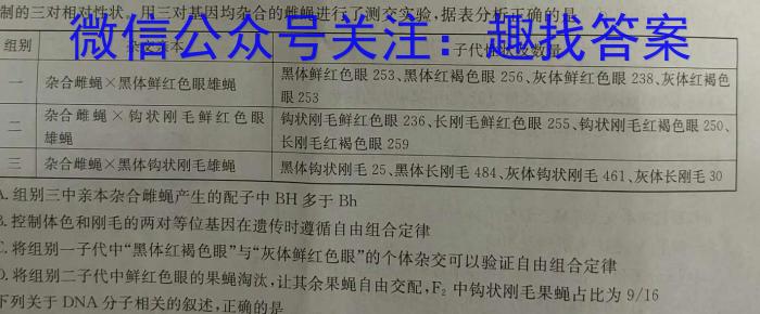 衡水金卷先享题信息卷 2024年普通高等学校招生全国统一考试模拟试题(四)生物学试题答案