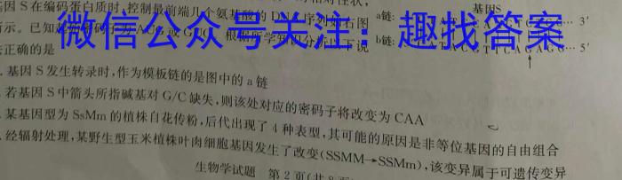 2024年安徽省毛坦厂高三年级九月份月考模拟测试生物学试题答案