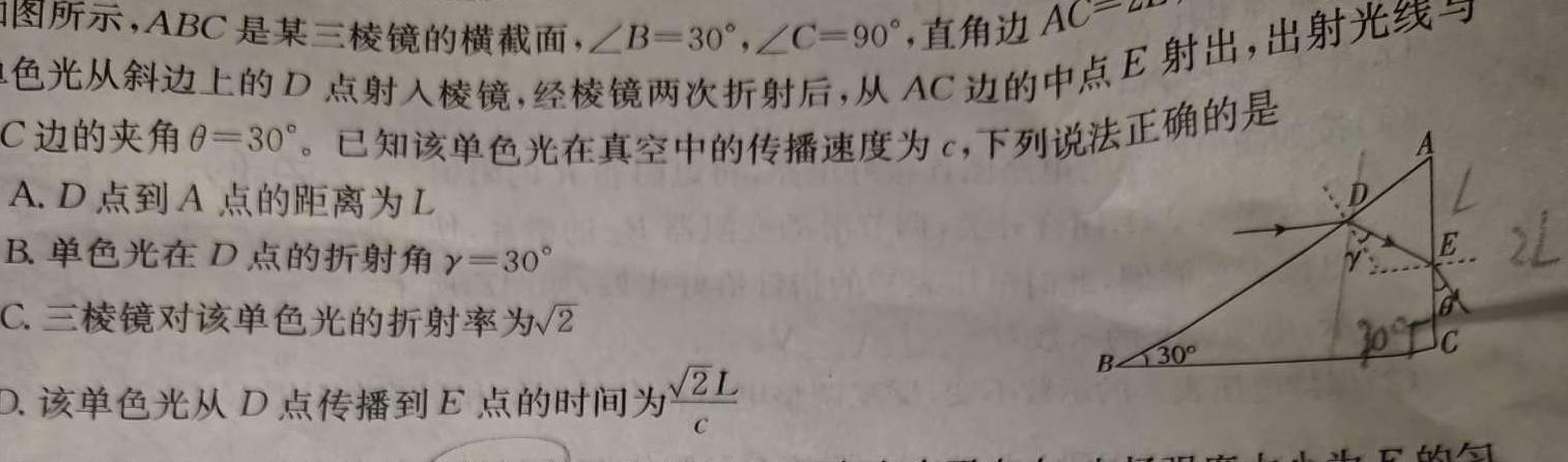 [今日更新]2024届高三年级1月大联考（新高考卷·新教材）.物理试卷答案