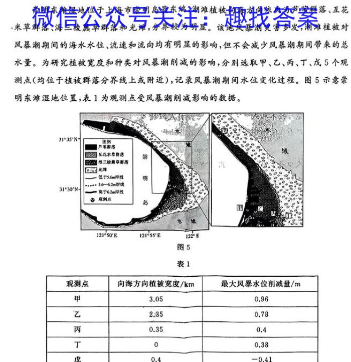 智学大联考·皖中名校联盟 2023-2024学年(上)高一第五次联考地理.试题