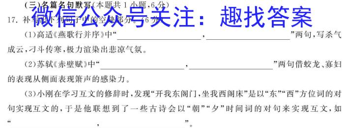 百师联盟 2024届高三冲刺卷(四)4(全国卷)语文