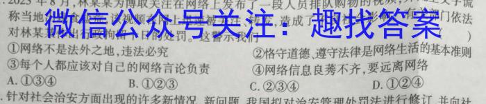 安徽省2024届九年级中考规范总复习（三）政治试卷d答案